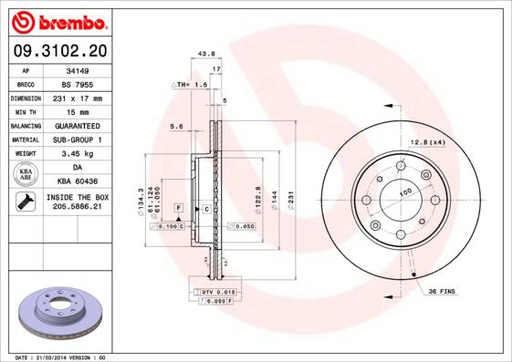 AP 34149 - Спирачен диск vvparts.bg