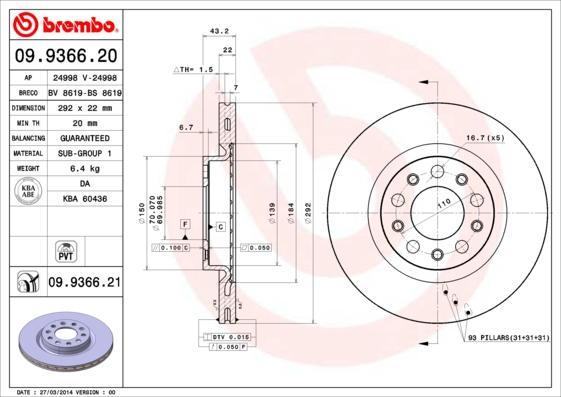 AP 24998 V - Спирачен диск vvparts.bg