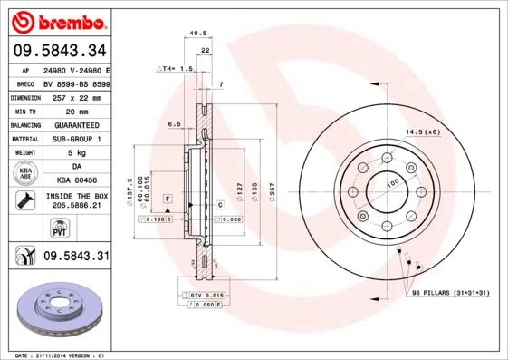 AP 24980 V - Спирачен диск vvparts.bg