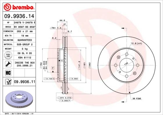 AP 24978 E - Спирачен диск vvparts.bg