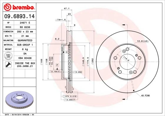 AP 24671 E - Спирачен диск vvparts.bg