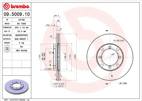 AP 24195 - Спирачен диск vvparts.bg