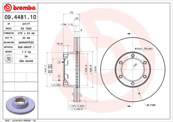 AP 24177 - Спирачен диск vvparts.bg