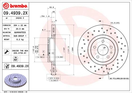 AP 24243 X - Спирачен диск vvparts.bg