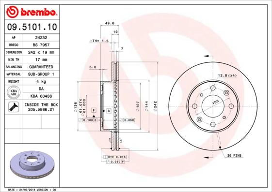 AP 24232 - Спирачен диск vvparts.bg