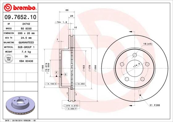 AP 24742 - Спирачен диск vvparts.bg