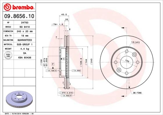 AP 24783 - Спирачен диск vvparts.bg