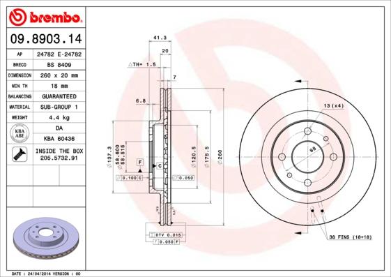 AP 24782 E - Спирачен диск vvparts.bg