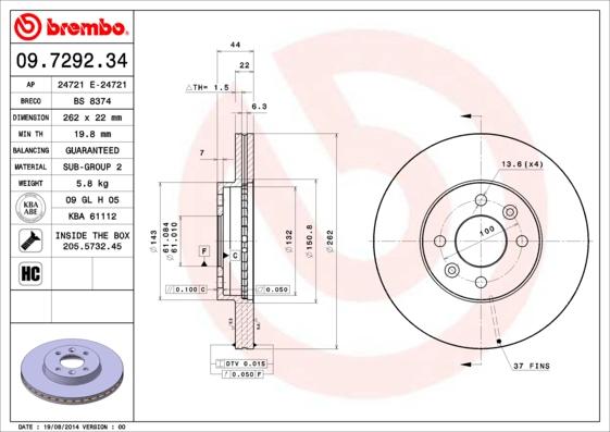 AP 24721 E - Спирачен диск vvparts.bg