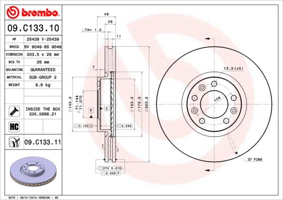 AP 25439 V - Спирачен диск vvparts.bg