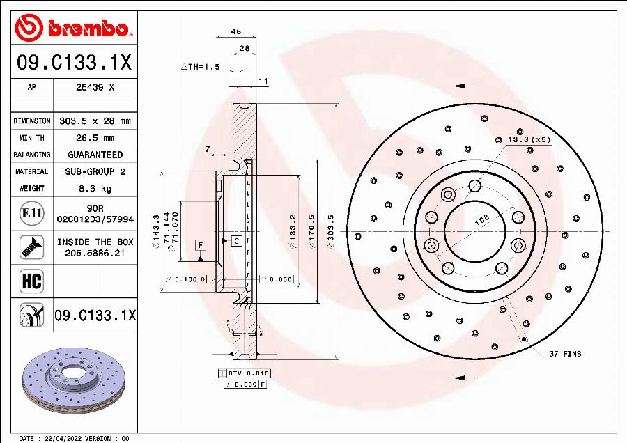 AP 25439 X - Спирачен диск vvparts.bg