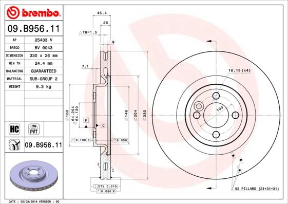 AP 25433 V - Спирачен диск vvparts.bg