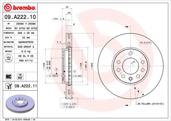 AP 25096 - Спирачен диск vvparts.bg