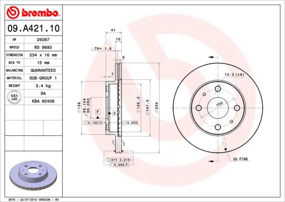 AP 25087 - Спирачен диск vvparts.bg