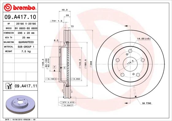 AP 25190 - Спирачен диск vvparts.bg