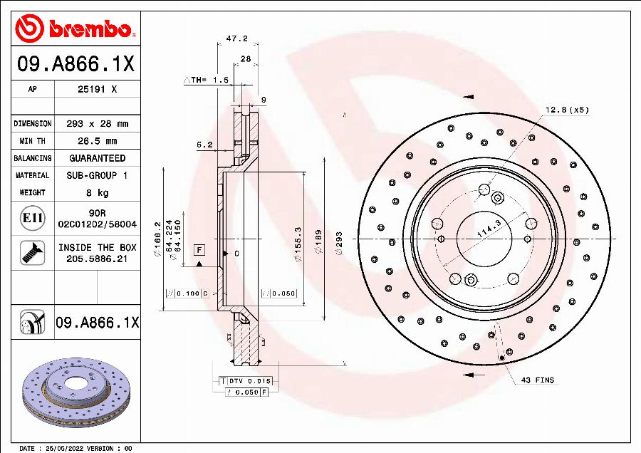 AP 25191 X - Спирачен диск vvparts.bg