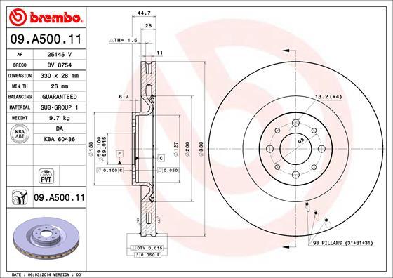 AP 25145 V - Спирачен диск vvparts.bg