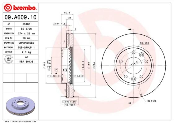 AP 25186 - Спирачен диск vvparts.bg