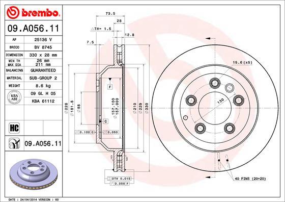 AP 25136 V - Спирачен диск vvparts.bg