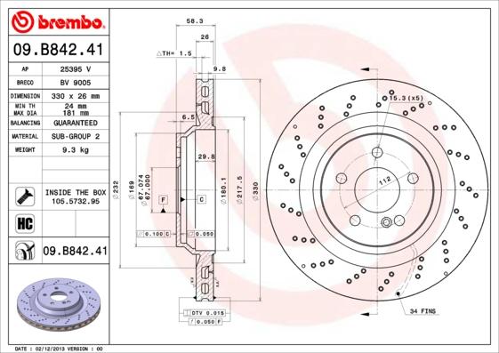 AP 25395 V - Спирачен диск vvparts.bg