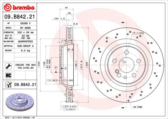 AP 25288 V - Спирачен диск vvparts.bg