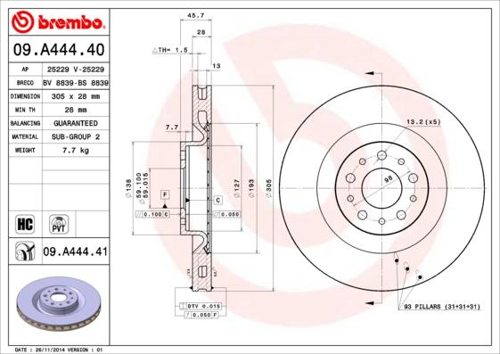 AP 25229 V - Спирачен диск vvparts.bg