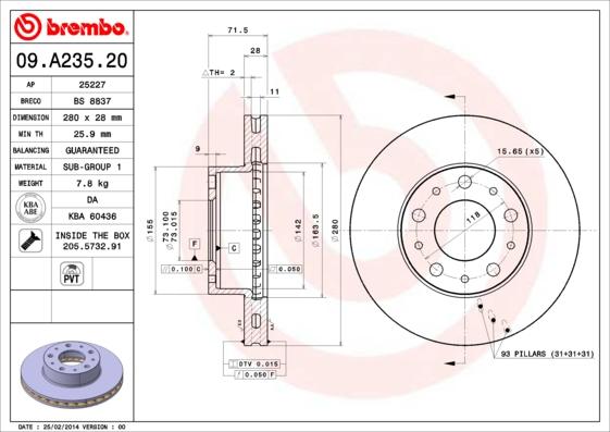 AP 25227 - Спирачен диск vvparts.bg