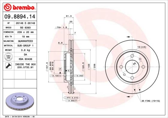 AP 26148 E - Спирачен диск vvparts.bg