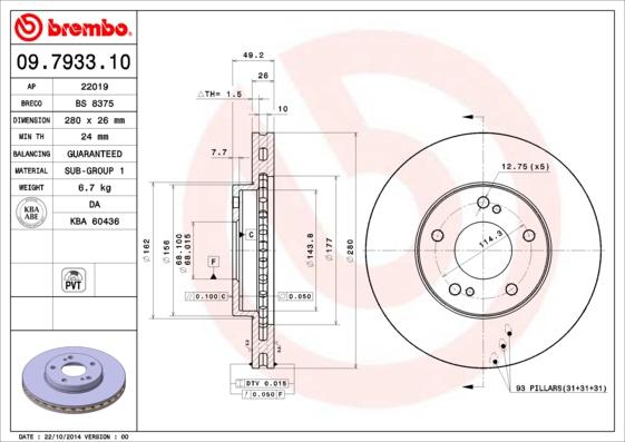 AP 22019 V - Спирачен диск vvparts.bg