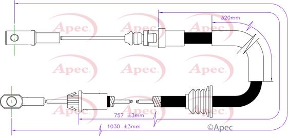 APEC CAB1593 - Жило, ръчна спирачка vvparts.bg