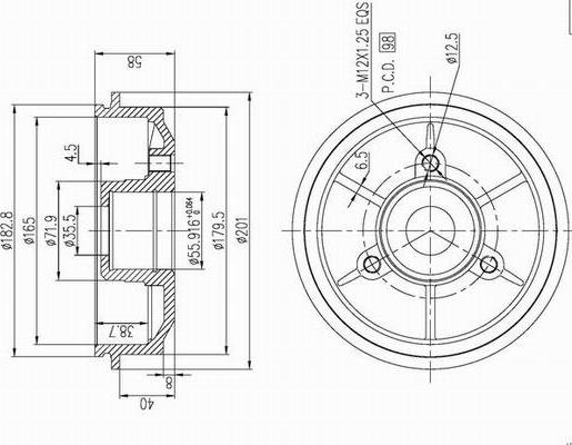 AP XENERGY X654129 - Спирачен барабан vvparts.bg