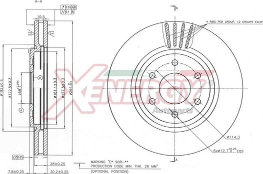 AP XENERGY X602824 - Спирачен диск vvparts.bg