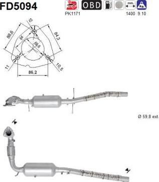 AS FD5094 - Филтър за сажди / твърди частици, изпускателна система vvparts.bg