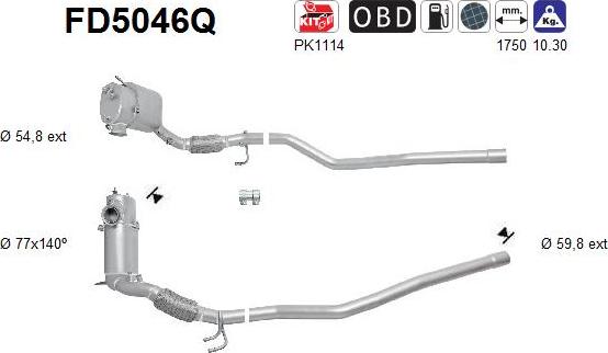 AS FD5046Q - Филтър за сажди / твърди частици, изпускателна система vvparts.bg