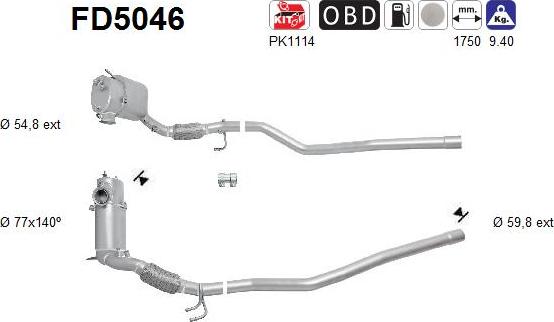 AS FD5046 - Филтър за сажди / твърди частици, изпускателна система vvparts.bg