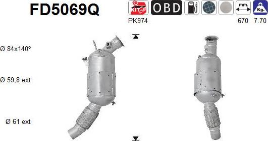 AS FD5069Q - Филтър за сажди / твърди частици, изпускателна система vvparts.bg