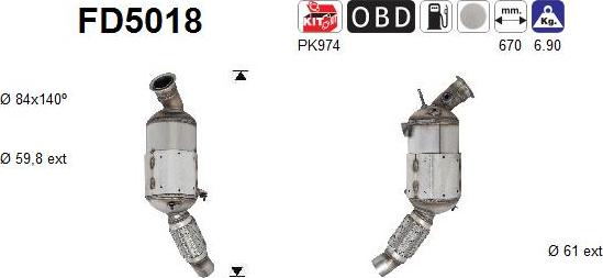 AS FD5018 - Филтър за сажди / твърди частици, изпускателна система vvparts.bg