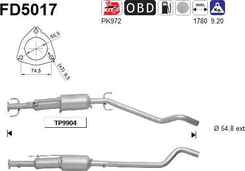 AS FD5017 - Филтър за сажди / твърди частици, изпускателна система vvparts.bg