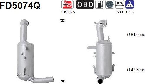 AS FD5074Q - Филтър за сажди / твърди частици, изпускателна система vvparts.bg