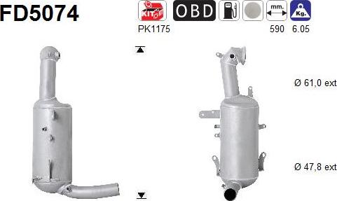 AS FD5074 - Филтър за сажди / твърди частици, изпускателна система vvparts.bg