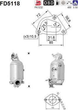 AS FD5118 - Филтър за сажди / твърди частици, изпускателна система vvparts.bg