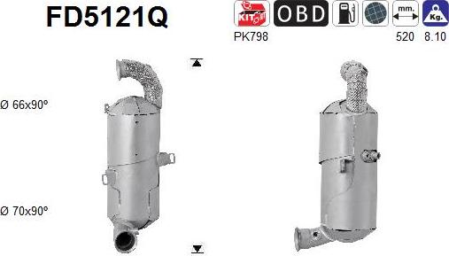 AS FD5121Q - Филтър за сажди / твърди частици, изпускателна система vvparts.bg