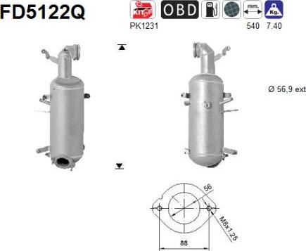 AS FD5122Q - Филтър за сажди / твърди частици, изпускателна система vvparts.bg