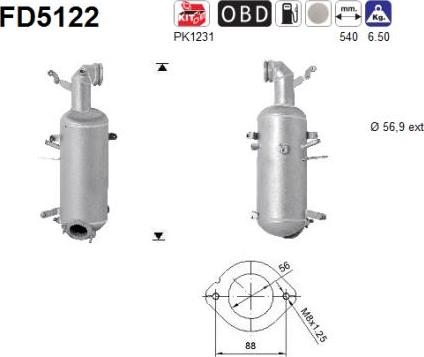 AS FD5122 - Филтър за сажди / твърди частици, изпускателна система vvparts.bg