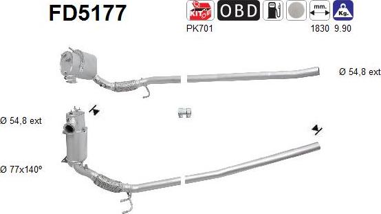 AS FD5177 - Филтър за сажди / твърди частици, изпускателна система vvparts.bg