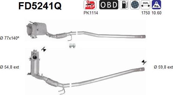 AS FD5241Q - Филтър за сажди / твърди частици, изпускателна система vvparts.bg