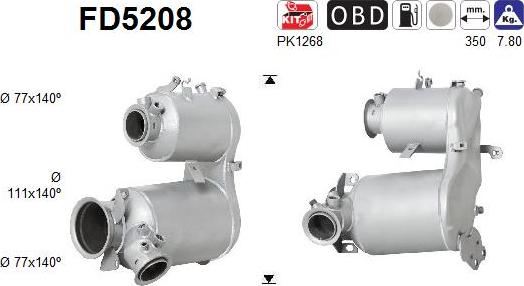 AS FD5208 - Филтър за сажди / твърди частици, изпускателна система vvparts.bg