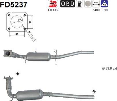 AS FD5237 - Филтър за сажди / твърди частици, изпускателна система vvparts.bg