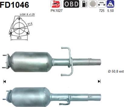 AS FD1046 - Филтър за сажди / твърди частици, изпускателна система vvparts.bg