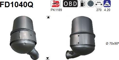 AS FD1040Q - Филтър за сажди / твърди частици, изпускателна система vvparts.bg